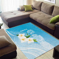 Personalized Guam Chamorro Area Rug Turtles and Guasali Flowers