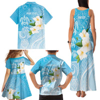Personalized Guam Chamorro Family Matching Tank Maxi Dress and Hawaiian Shirt Turtles and Guasali Flowers