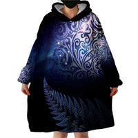 New Zealand Aotearoa Matariki Wearable Blanket Hoodie Starry Silver Fern LT7 - Polynesian Pride