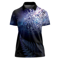 New Zealand Aotearoa Matariki Women Polo Shirt Starry Silver Fern LT7 Female Galaxy - Polynesian Pride