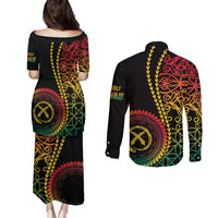 Proudly Ni-Van Sandroing Inspired Classic Style Couples Matching Puletasi and Long Sleeve Button Shirt