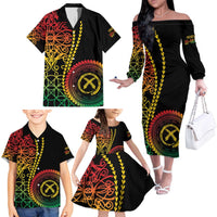 Proudly Ni-Van Sandroing Inspired Classic Style Family Matching Off The Shoulder Long Sleeve Dress and Hawaiian Shirt