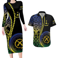 Proudly Ni-Van Sandroing Inspired Couples Matching Long Sleeve Bodycon Dress and Hawaiian Shirt Malampa Classic Style LT7 Colorful - Polynesian Pride