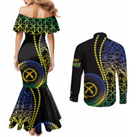 Proudly Ni-Van Sandroing Inspired Couples Matching Mermaid Dress and Long Sleeve Button Shirt Malampa Classic Style LT7 - Polynesian Pride