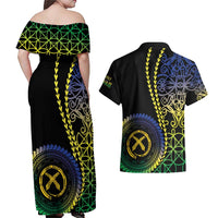 Proudly Ni-Van Sandroing Inspired Couples Matching Off Shoulder Maxi Dress and Hawaiian Shirt Malampa Classic Style LT7 - Polynesian Pride