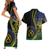 Proudly Ni-Van Sandroing Inspired Couples Matching Short Sleeve Bodycon Dress and Hawaiian Shirt Malampa Classic Style LT7 - Polynesian Pride
