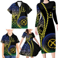 Proudly Ni-Van Sandroing Inspired Family Matching Long Sleeve Bodycon Dress and Hawaiian Shirt Malampa Classic Style LT7 - Polynesian Pride