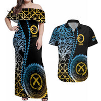 Proudly Ni-Van Sandroing Inspired Couples Matching Off Shoulder Maxi Dress and Hawaiian Shirt Sanma Classic Style LT7 Colorful - Polynesian Pride