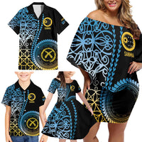 Proudly Ni-Van Sandroing Inspired Family Matching Off Shoulder Short Dress and Hawaiian Shirt Sanma Classic Style