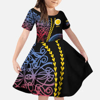 Proudly Ni-Van Sandroing Inspired Family Matching Long Sleeve Bodycon Dress and Hawaiian Shirt Shefa Classic Style LT7 Daughter's Dress Colorful - Polynesian Pride
