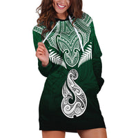 Personalised New Zealand Hoodie Dress Hei Matau Mix Silver Fern Basic LT7 Green - Polynesian Pride