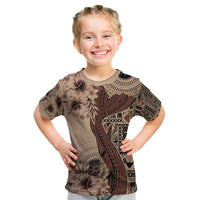 Bula Fiji Kid T Shirt Shark Tail Beige Masi Tapa LT7 Beige - Polynesian Pride