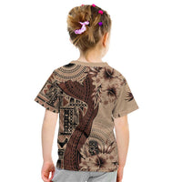 Bula Fiji Kid T Shirt Shark Tail Beige Masi Tapa LT7 - Polynesian Pride