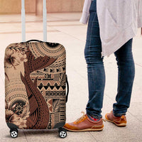 Bula Fiji Luggage Cover Shark Tail Beige Masi Tapa