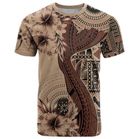 Bula Fiji T Shirt Shark Tail Beige Masi Tapa LT7 Beige - Polynesian Pride