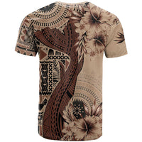 Bula Fiji T Shirt Shark Tail Beige Masi Tapa LT7 - Polynesian Pride