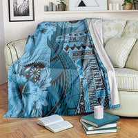 Bula Fiji Blanket Shark Tail Turquoise Masi Tapa