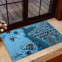 Bula Fiji Rubber Doormat Shark Tail Turquoise Masi Tapa