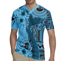 Bula Fiji Rugby Jersey Shark Tail Turquoise Masi Tapa