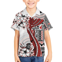 Bula Fiji Kid Hawaiian Shirt Shark Tail White Masi Tapa