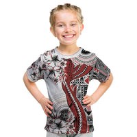 Bula Fiji Kid T Shirt Shark Tail White Masi Tapa LT7 White - Polynesian Pride