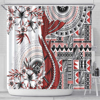 Bula Fiji Shower Curtain Shark Tail White Masi Tapa