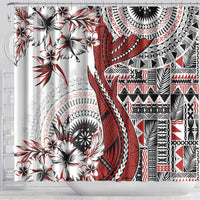 Bula Fiji Shower Curtain Shark Tail White Masi Tapa