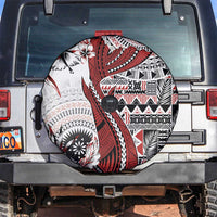 Bula Fiji Spare Tire Cover Shark Tail White Masi Tapa LT7 White - Polynesian Pride
