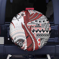 Bula Fiji Spare Tire Cover Shark Tail White Masi Tapa LT7 - Polynesian Pride