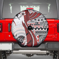 Bula Fiji Spare Tire Cover Shark Tail White Masi Tapa LT7 - Polynesian Pride