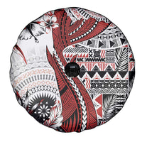Bula Fiji Spare Tire Cover Shark Tail White Masi Tapa LT7 - Polynesian Pride