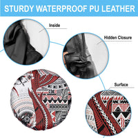 Bula Fiji Spare Tire Cover Shark Tail White Masi Tapa LT7 - Polynesian Pride