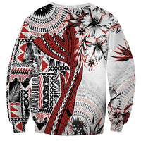 Bula Fiji Sweatshirt Shark Tail White Masi Tapa LT7 - Polynesian Pride