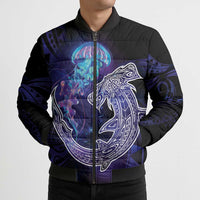 Polynesian Aumakua Bomber Puffer Jacket Jellyfish with Shark - Polynesian Pride