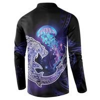 Polynesian Aumakua Button Sweatshirt Jellyfish with Shark - Polynesian Pride
