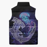 Polynesian Aumakua Sleeveless Puffer Jacket Jellyfish with Shark - Polynesian Pride