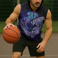 Polynesian Aumakua Sleeveless Zip Hoodie Jellyfish with Shark - Polynesian Pride