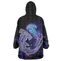 Polynesian Aumakua Wearable Blanket Hoodie Jellyfish with Shark - Polynesian Pride