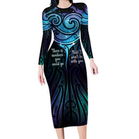Aotearoa Maori Te Whai Rahi Family Matching Long Sleeve Bodycon Dress and Hawaiian Shirt Tala - Nowhere You Could Go That I Won't Be With You - Polynesian Pride