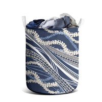 Polynesian Puakeniken Pikake Twisted Lei Laundry Basket Navy Blue LT7 - Polynesian Pride