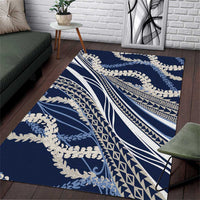 Polynesian Puakeniken Pikake Twisted Lei Area Rug Navy Blue - Polynesian Pride