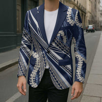 Polynesian Puakeniken Pikake Twisted Lei Blazer Navy Blue - Polynesian Pride