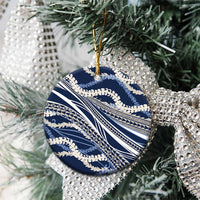 Polynesian Puakeniken Pikake Twisted Lei Ceramic Ornament Navy Blue - Polynesian Pride