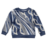 Polynesian Puakeniken Pikake Twisted Lei Kid Ugly Christmas Sweater Navy Blue - Polynesian Pride