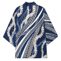 Polynesian Puakeniken Pikake Twisted Lei Kimono Navy Blue - Polynesian Pride