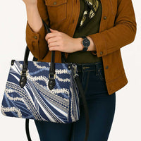 Polynesian Puakeniken Pikake Twisted Lei Leather Bag Navy Blue LT7 - Polynesian Pride