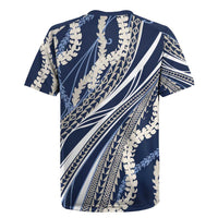 Polynesian Puakeniken Pikake Twisted Lei Rugby Jersey Navy Blue - Polynesian Pride