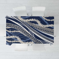 Polynesian Puakeniken Pikake Twisted Lei Tablecloth Navy Blue - Polynesian Pride
