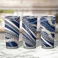 Polynesian Puakeniken Pikake Twisted Lei Tumbler Cup Navy Blue - Polynesian Pride