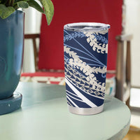 Polynesian Puakeniken Pikake Twisted Lei Tumbler Cup Navy Blue - Polynesian Pride